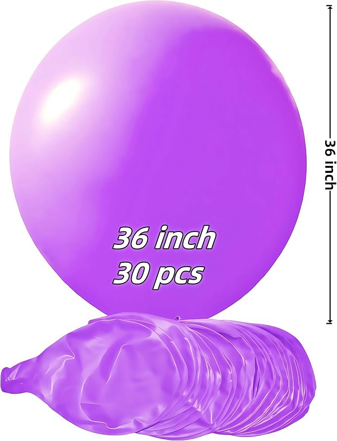 30 Pack Purple Balloons 36 inch Purple Latex Big Balloons - Image 2