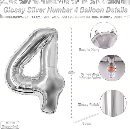 Silver Number 14 Balloon 40 Inch, Stunning Sleek Foil - Image 4