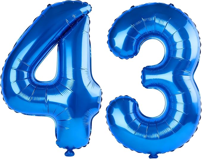 40 Inch Number 43 Balloons for 43rd Birthday Party Decorations, 0-100 Dark Blue by FOBELEC