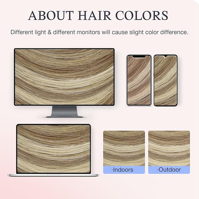 DOORES Invisi Edge Clip in Hair Extensions 22 inch 150g 7pcs, Virgin Invisible Seamless Clip in Extension Real Human Hair Injected Clipins Straight, P8/60 Light Brown Highlighted Medium Blonde