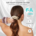 YFONG 3 PCS 100% Mulberry Silk Scrunchies for Women Girls, 22 Momme Soft Hair Ties for Frizz & Breakage Prevention, Elastic Ponytail Holders Gentle And No hurt, (Pink+Champagne+Plum Purple)