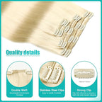 SURNEL Clip in Extensions Human Hair Platinum Blonde Hair Extensions Real Human Hair Clip ins 20 Inch 6pcs 120g (#60,20'')