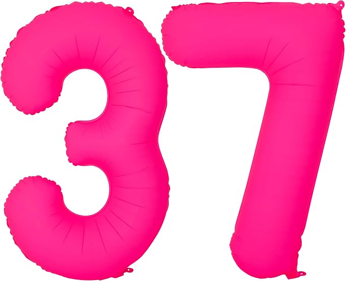 Pink Birthday Number 37 Balloons 40IN Fluorescent Pink 73 Foil Balloon | by YOIOZAIZAI