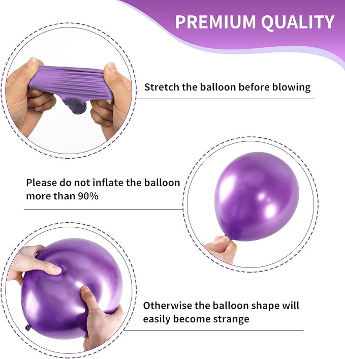 RUBFAC Purple Balloons, Lavender Purple Metallic and Confetti Party Balloons - Image 3