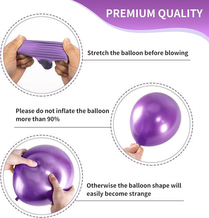 RUBFAC Purple Balloons, Lavender Purple Metallic and Confetti Party Balloons - Image 3
