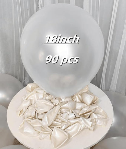 90 Pack White Pearl Balloons 18 inch Pearl White Latex Party Balloon Bulk - Image 2