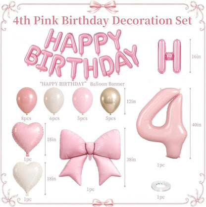 Dusty Pink Number 4 Balloon, 4th Birthday Decorations - Image 2