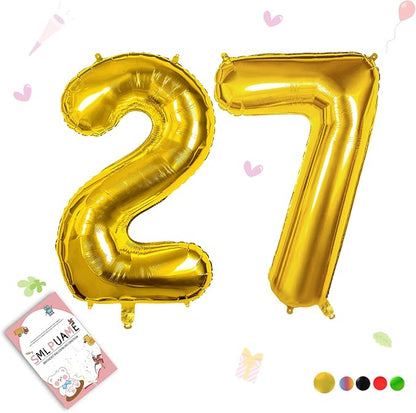40 Inch Gold 27 Balloon Numbers, 27th Birthday Party Decorations | Large Self by Smlpuame