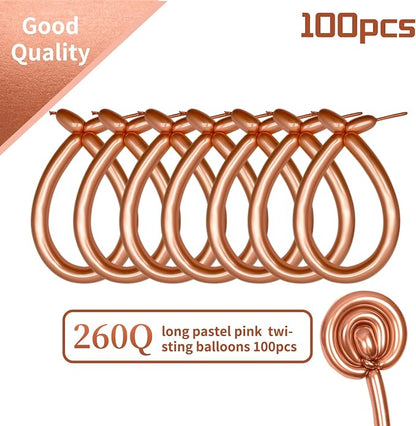 260 Metallic Champagne Gold Long Balloons - Image 2