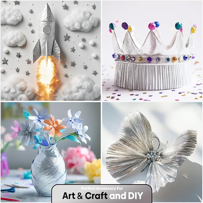4 Silver Crepe Paper Streamers, 328ft Pack of Party Decorations | Each roll is - Image 4