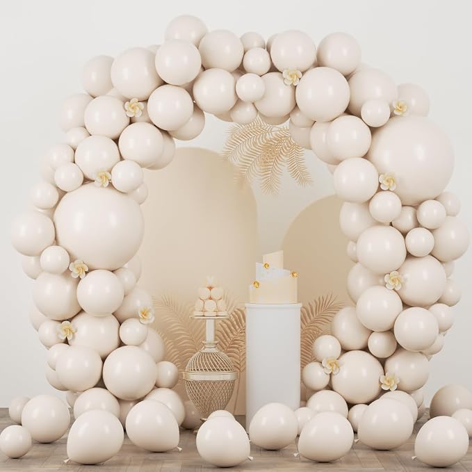 Voircoloria 90pcs White Sand Balloons Garland Arch Kit, 18 12 10 5 Inch | by Voircoloria