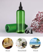 Squeeze Bottles for Hair - 16 Ounce Applicator 2 Pack, Green PET Plastic Refillable With Twist Top Cap for Hair Dye and Oil