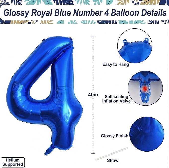 Navy Blue Number 14 Balloon 40 Inch, Shimmering Foil Milestone Party Decor | - Image 4