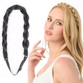 DIGUAN Chubby Narrow Synthetic Hair Braided Headband Classic Chunky Plaited Braids Elastic Stretch Hairpiece Women Girl Beauty accessory, 58g (Natural Black)