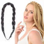 DIGUAN Chubby Narrow Synthetic Hair Braided Headband Classic Chunky Plaited Braids Elastic Stretch Hairpiece Women Girl Beauty accessory, 58g (Natural Black)