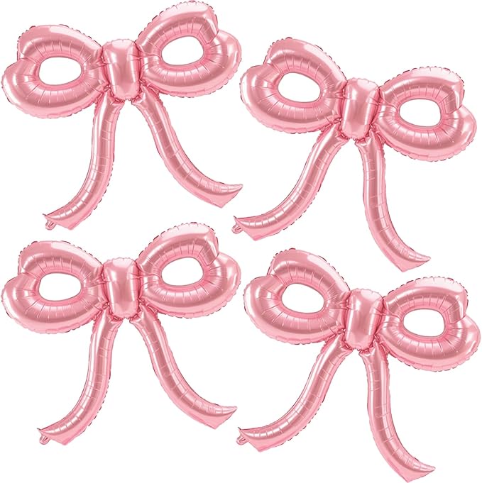 4 Pcs Pink Bow Balloons Bow Party Decorations by Unknown