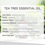 Tea Tree Essential Oil 100ML, 100% Pure Natural Tea Tree Oil for Skin, Hair Care, Diffuser, Aromatherapy, Scalp and Body Massage