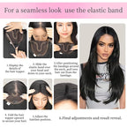 Isaic Hair Toppers for Women 24 Inch Synthetic Hair Pieces, 360° Clips In and Adjustable Bandage Layered Toppers, Toppers Hair Pieces Add Volume for Thinning Hair and Daily Use(Natural Black)