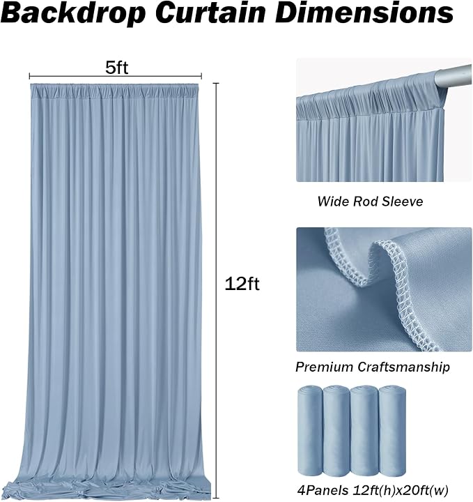 20ft×12ft Dusty Blue Backdrop Curtains - Image 6