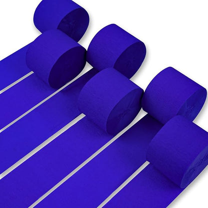 PartyWoo Blue Dark Royal Blue Crepe Paper Streamers 6 Rolls 492 FT | Graduation by PartyWoo