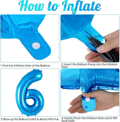 Blue Number 6 Balloon 40 Inch, Big Large Foil Helium Number Balloons, Jumbo - Image 7