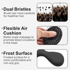Mini Boar Bristles Hair Bursh, Travel Size Hair Brush for Women Men Kids, Protable Small Hair Brushes for Pockets Purses, Mini Hair Brush for Smooth Add Shine (1 Pack-Black)