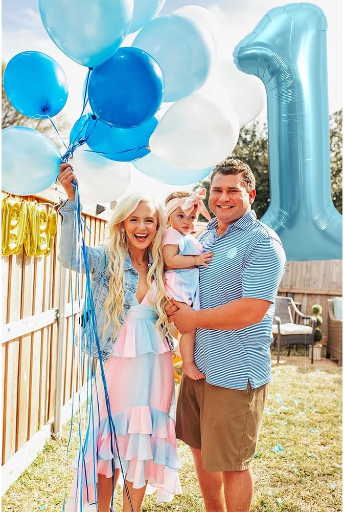 TONIFUL 40 Inch Light Blue Large Numbers 0-9, Number 1 Digital 1 Helium Balloons - Image 3