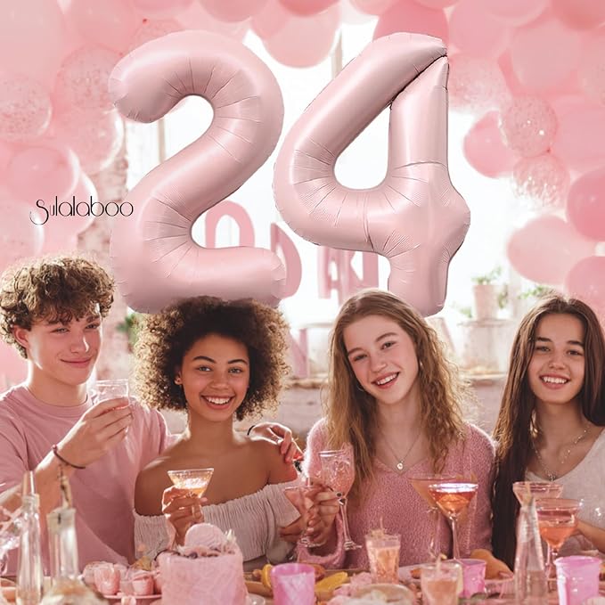 40 Inch Light Pink Number 24 Balloon 0-9 24th Foil Big Giant | Digital - Image 4