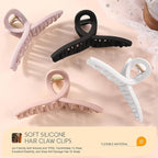 4Pcs Cloud Claw Clips for Women, 4.7 Inch Non-Slip Strong Hold Hair Claws, Unbreakable & Durable TPEE-Silicone Blend, Large Bendable Cozy Hair Clip for Thin/Thick/Curly Hair, All-Day Comfort