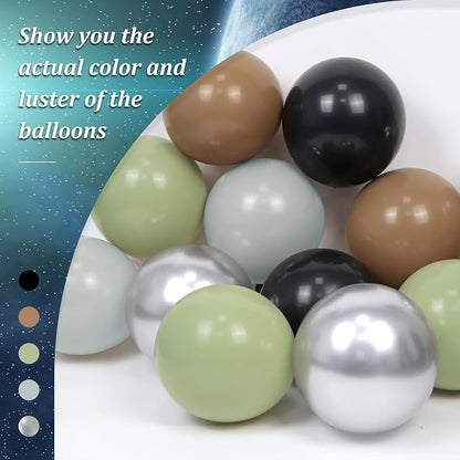 60pcs Green Black and Grey Balloons 12inch - Image 4