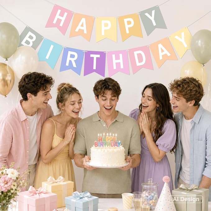 Happy Birthday Banner Birthday Party Banner NO DIY Happy Birthday Sign | - Image 5