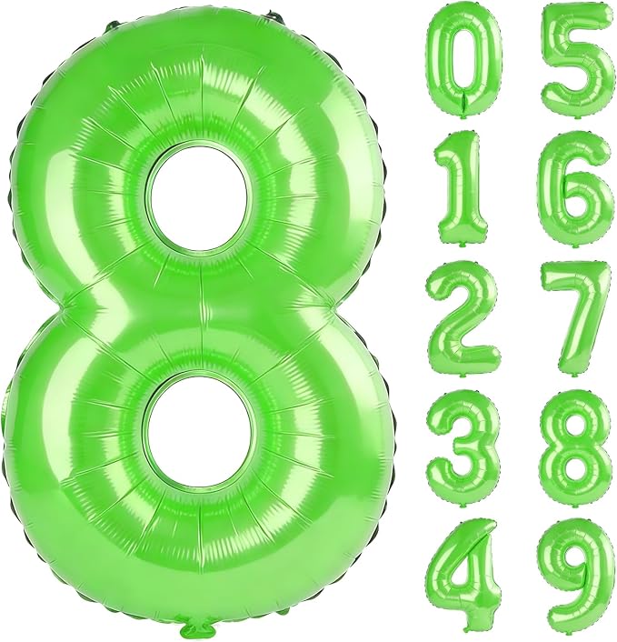 40 Inch Number 8 Balloons for 8th Birthday Party Decorations, 0-100 Fruit Green by FOBELEC