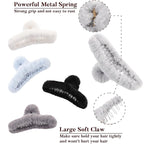 5PCS Large Claw Hair Clips for Thick Hair Big Fuzzy Hair Clips for Women Nonslip Strong Hold Hair Claw Clip (Blue)
