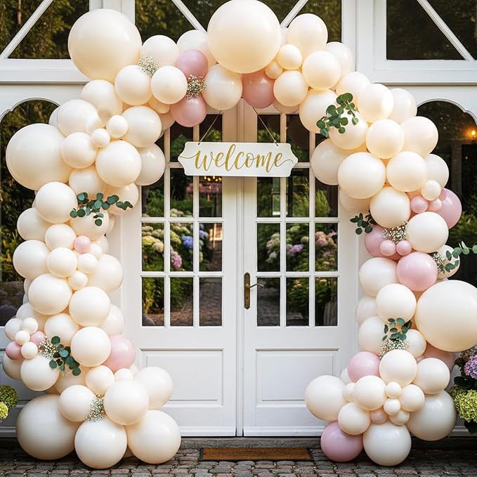 RUBFAC White Cream Balloons Arch Ivory White Wedding Balloon 154pcs | Beige - Image 6