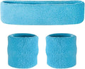Suddora Sweatbands Set, Moisture Wicking 2 Wristbands and 1 Headband, Breathable Terry Cloth Athletic Bands for Basketball, Tennis, Yoga, Gym, Sweat Bands for Costumes and Cosplay