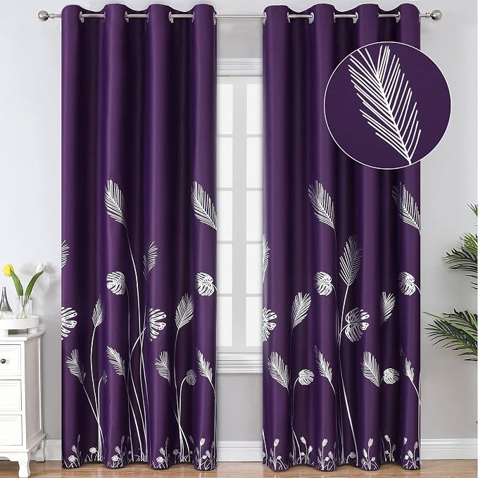 Purple Blackout Curtains for Sliding Door by ESTELARTEXTILER
