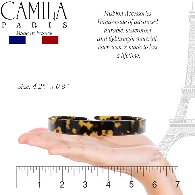 Camila Paris CP3466 French Headband for Women, Handmade Tokyo, Strong Hold Grip Women's Hair Band, Ligth and Very Flexible, No Slip and Durable Styling Girls Hair Accessories, Made in France