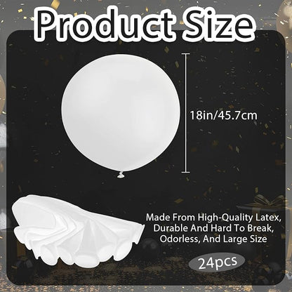 24pcs 18 Inch Big White Balloons Latex Round Balloons Giant White Balloon Jumbo - Image 3