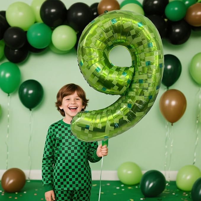 Green Number Balloons, Gaint Green Pixel Number 9 Balloon 40 Inch Dark green 9 - Image 3