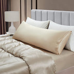 Aormenzy Satin Body Pillow Cover Set of 2, 20x54 Inches Taupe Case for Adults, Silky Soft & Cooling Pillowcase With Envelope Closure