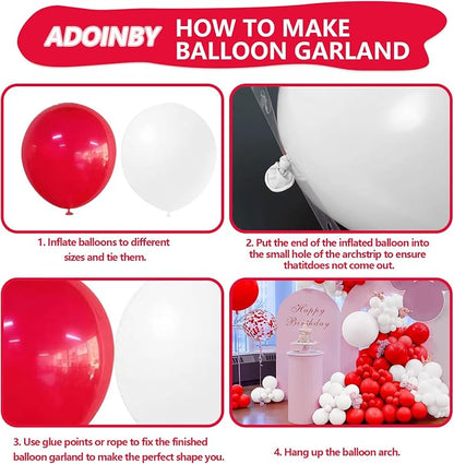 140Pcs Red and White Balloon Arch Kit - Image 3