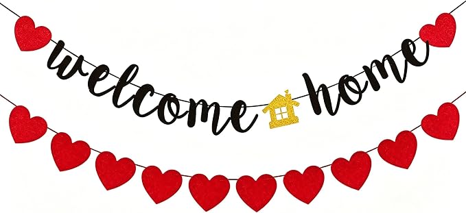 Welcome Home Banner with Heart, Welcome Home Sign, Homecoming Party Sign by Unknown
