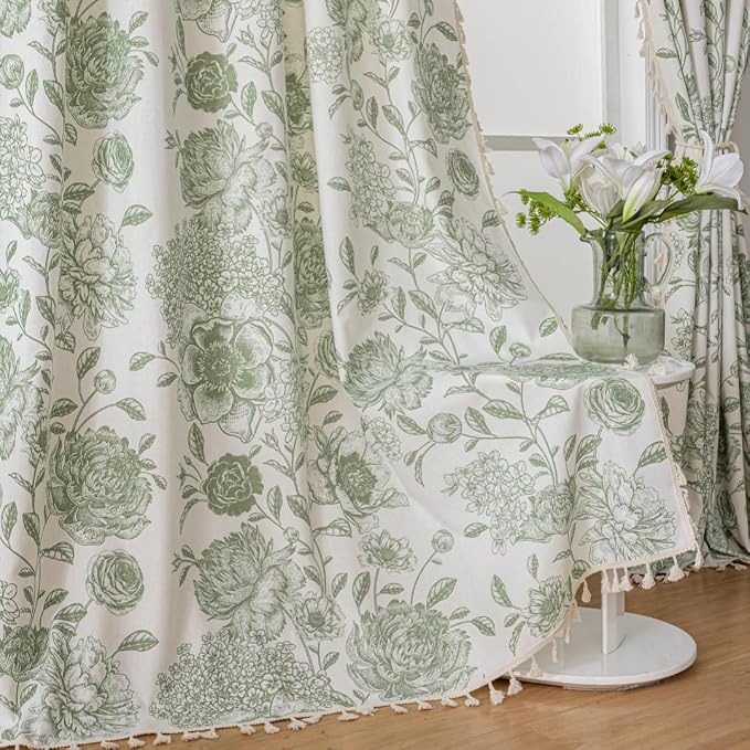 F-CHU Boho Floral Linen Curtains - Image 3
