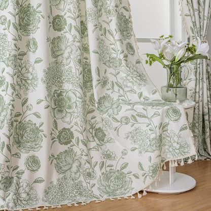 F-CHU Boho Floral Linen Curtains - Image 3