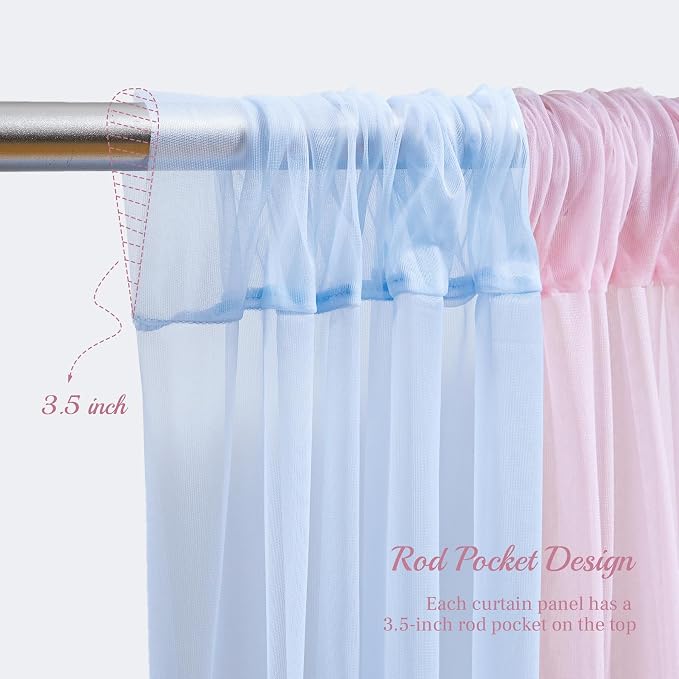 10x10ft Pink Blue Tulle Backdrop Curtain - Image 5