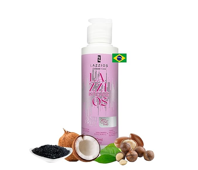 Lazzios Intense Organic Hair Protein 120 ml (4 oz) – Brazilian Professional Straightening & Smoothing Treatment – Safe Formula with No Toxic Acids, Hyaluronic Acid, Keratin, Caviar & Argan Oil