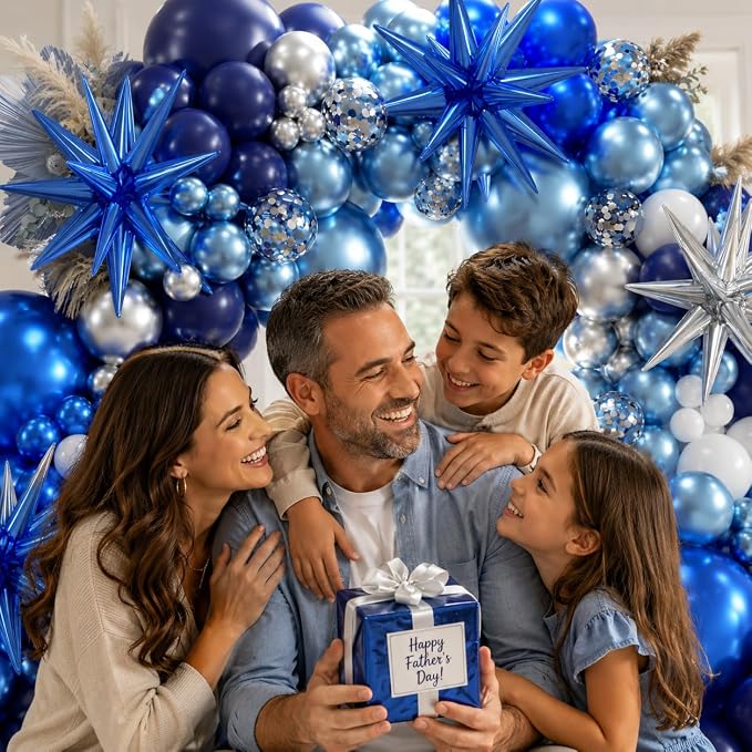 207Pcs Blue White Silver Balloons Garland Arch Kit - Image 3