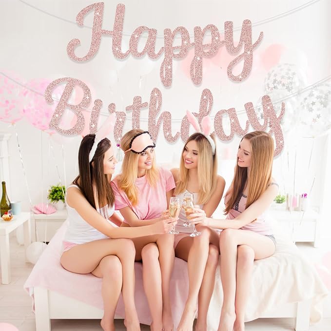 Glitter Happy Birthday Banner Sign Birthday Garland Wall Door Banners Flag - Image 7