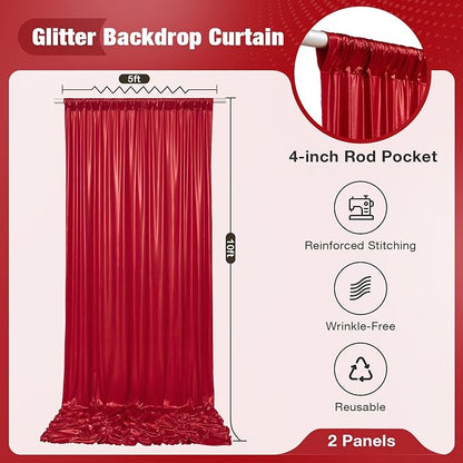 10x10FT Red Sequin Backdrop Curtain - Image 5