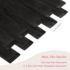 WENNALIFE Tape in Hair Extensions Human Hair Natural Black Tape in Extensions, 10pcs 25g 16 inch Remy Invisible Tape Ins Straight Colored Soft Real Human Hair Tape in Extensions Refill Set Extensions